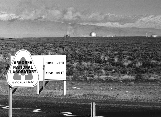 Black and white photo of Argonne National Laboratory